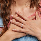 White topaz gemstone ring worn on hand, lifestyle view