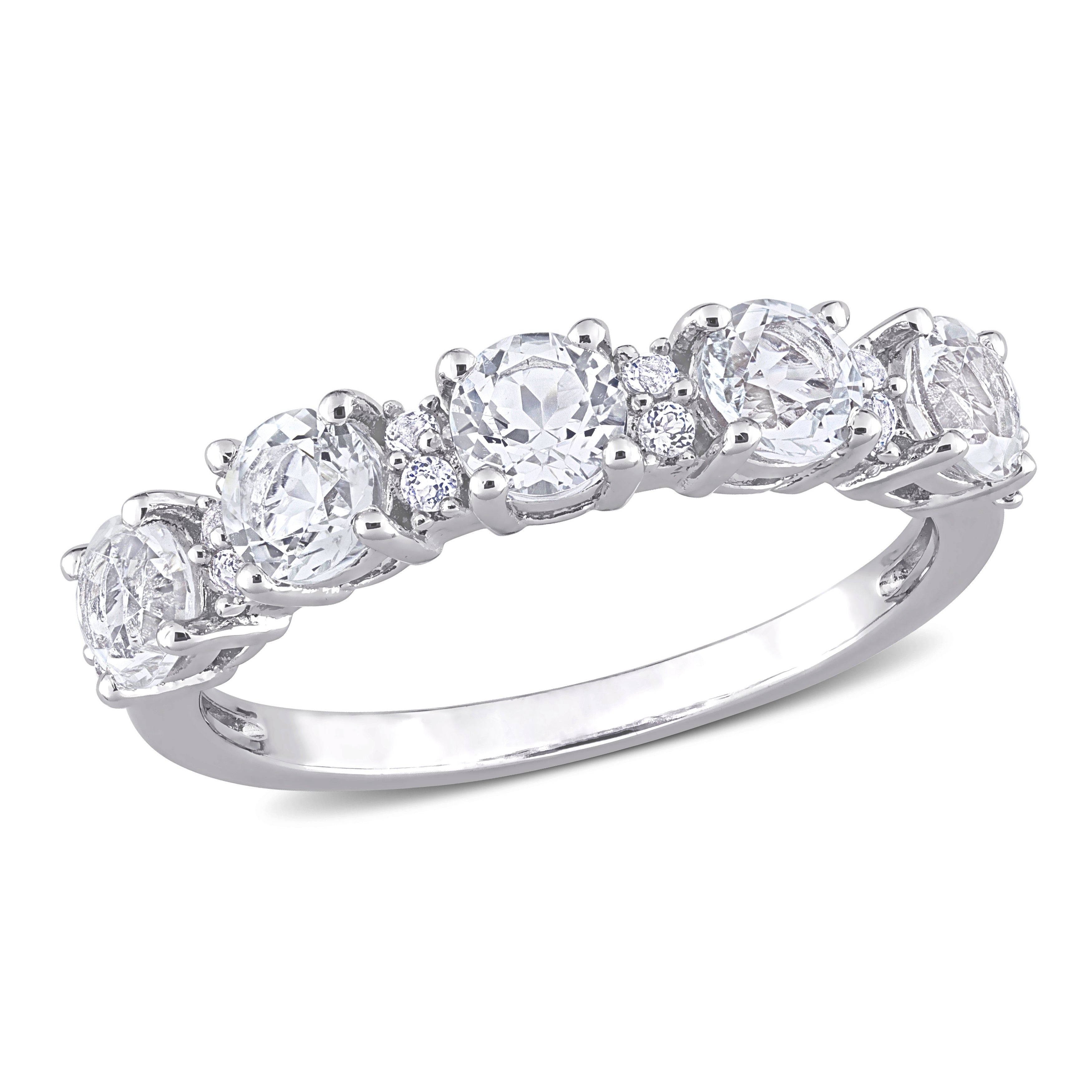 White topaz five-stone sterling silver ring by Lord & Taylor, front view
