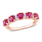 Created ruby five-stone semi-eternity ring in rose-plated sterling silver, front view by Lord & Taylor