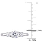 Sterling silver three-stone moissanite ring, angled detail view by Lord & Taylor