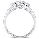 Sterling silver three-stone moissanite ring, top-down view by Lord & Taylor