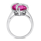 Sterling silver heart-wrapped ring with pink sapphire by Delmar, side angle