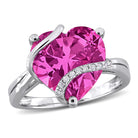 Pink sapphire heart-wrapped ring in sterling silver by Delmar, front view
