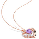Delmar amethyst heart pendant necklace showing 'I Love You' engraved detail, close-up