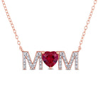Red created ruby MOM heart necklace in sterling silver by Lord & Taylor, front view
