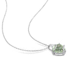 Sterling silver gemstone pendant necklace with white topaz accents, detail view of swirl setting