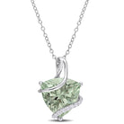 Green gemstone trilliant pendant necklace in sterling silver swirl setting by Lord & Taylor, front view
