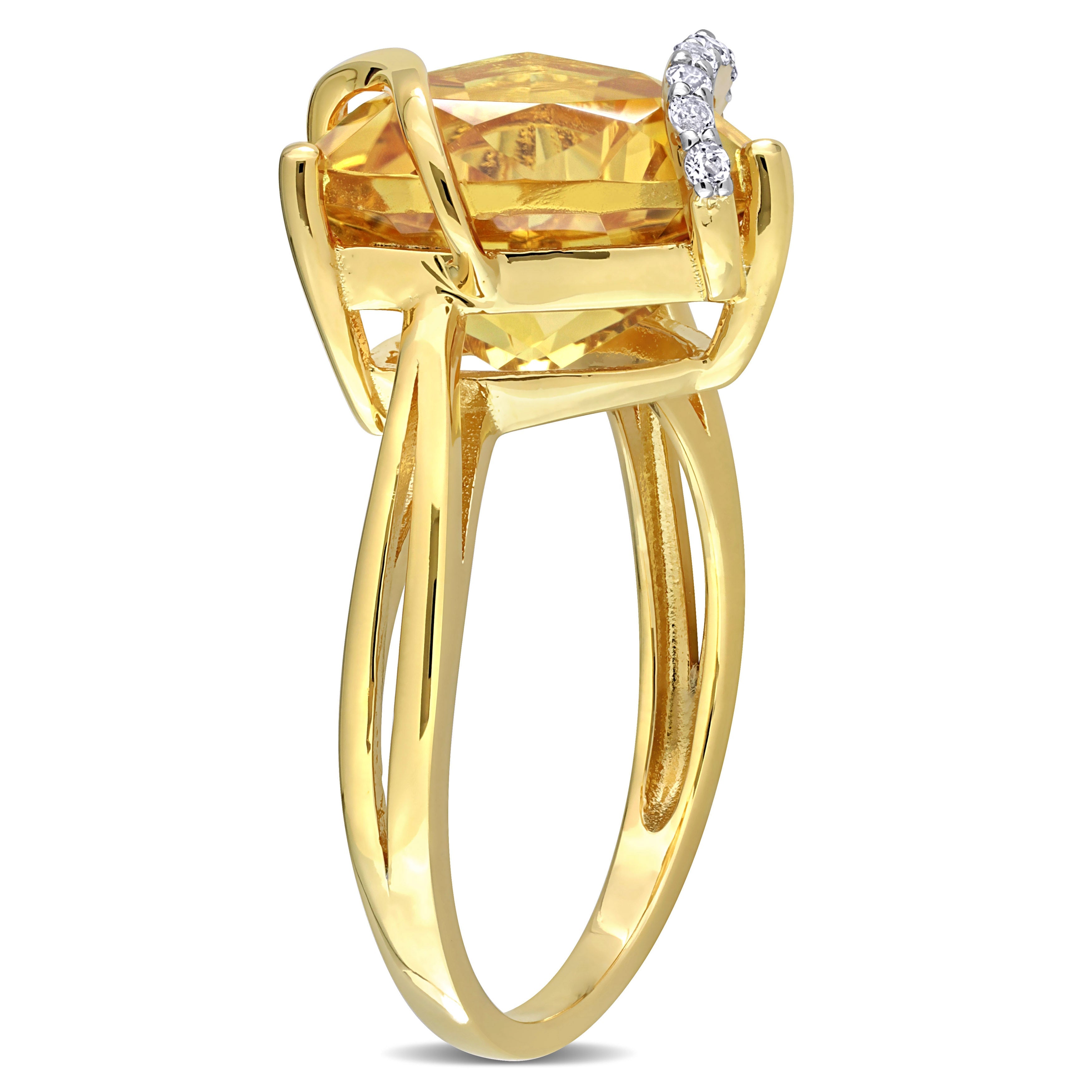 Citrine sterling silver swirl ring, back view by Lord & Taylor