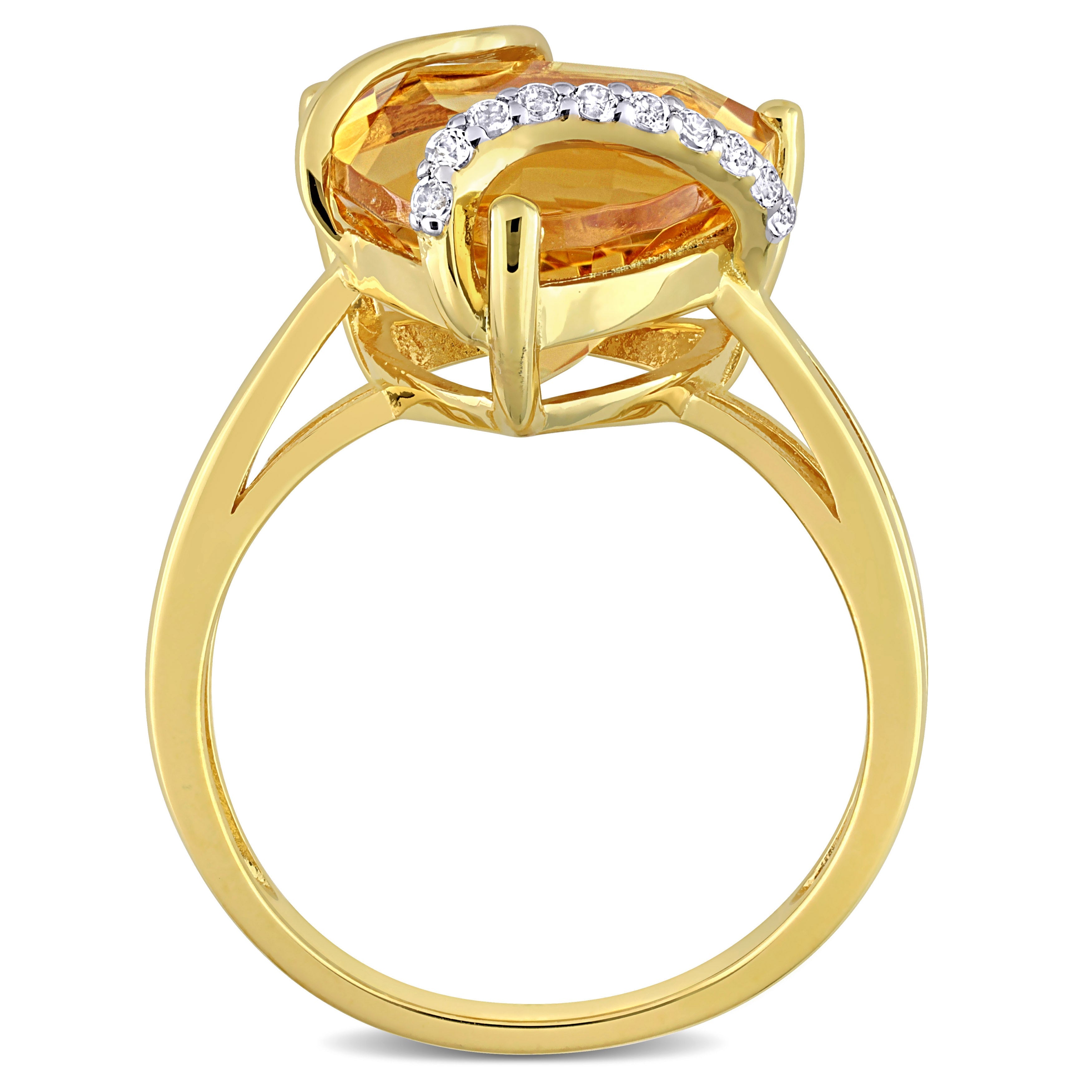 Citrine sterling silver swirl ring, diagonal view by Lord & Taylor