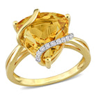 Citrine sterling silver swirl ring, front view by Lord & Taylor