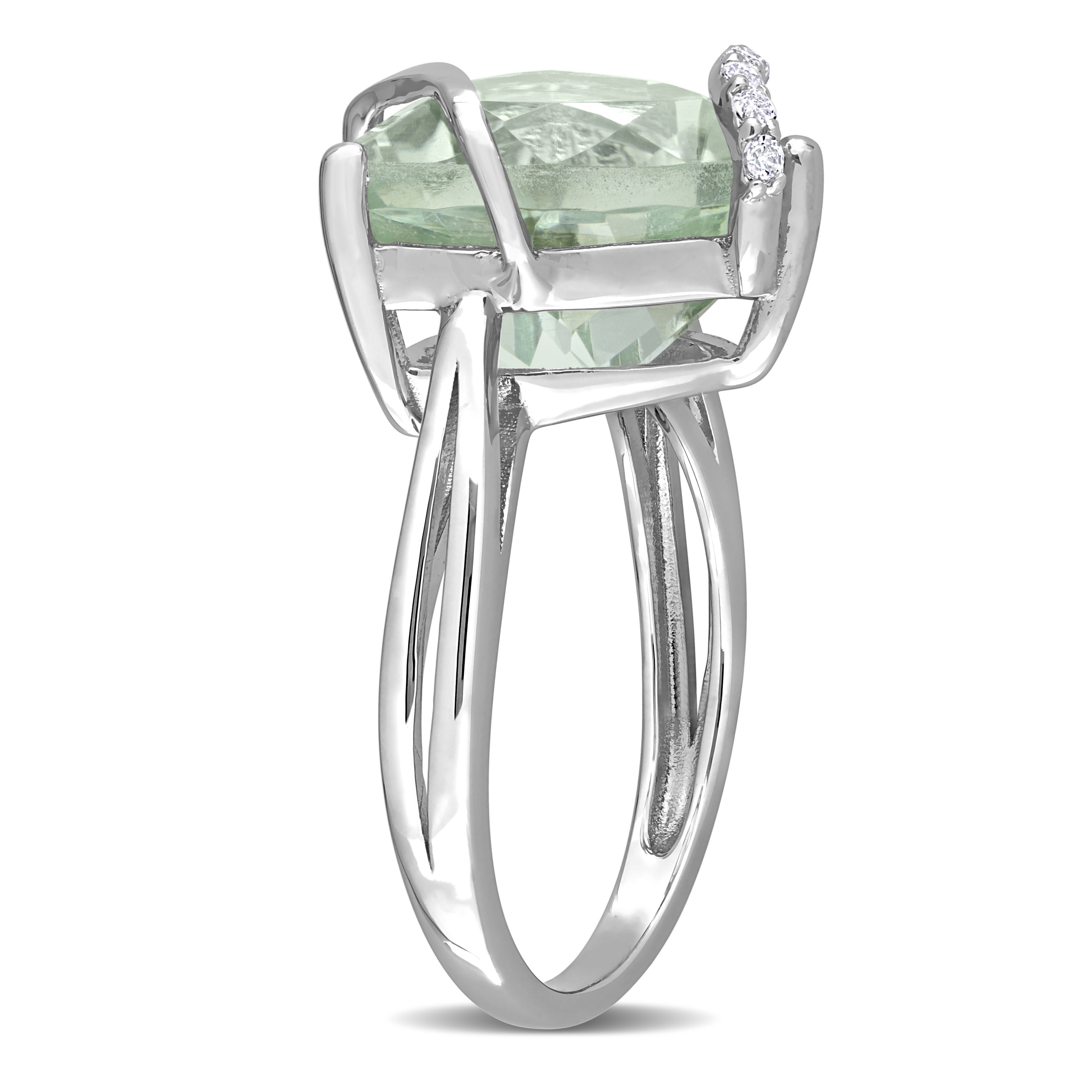 Green quartz sterling silver swirl ring, back view by Lord & Taylor