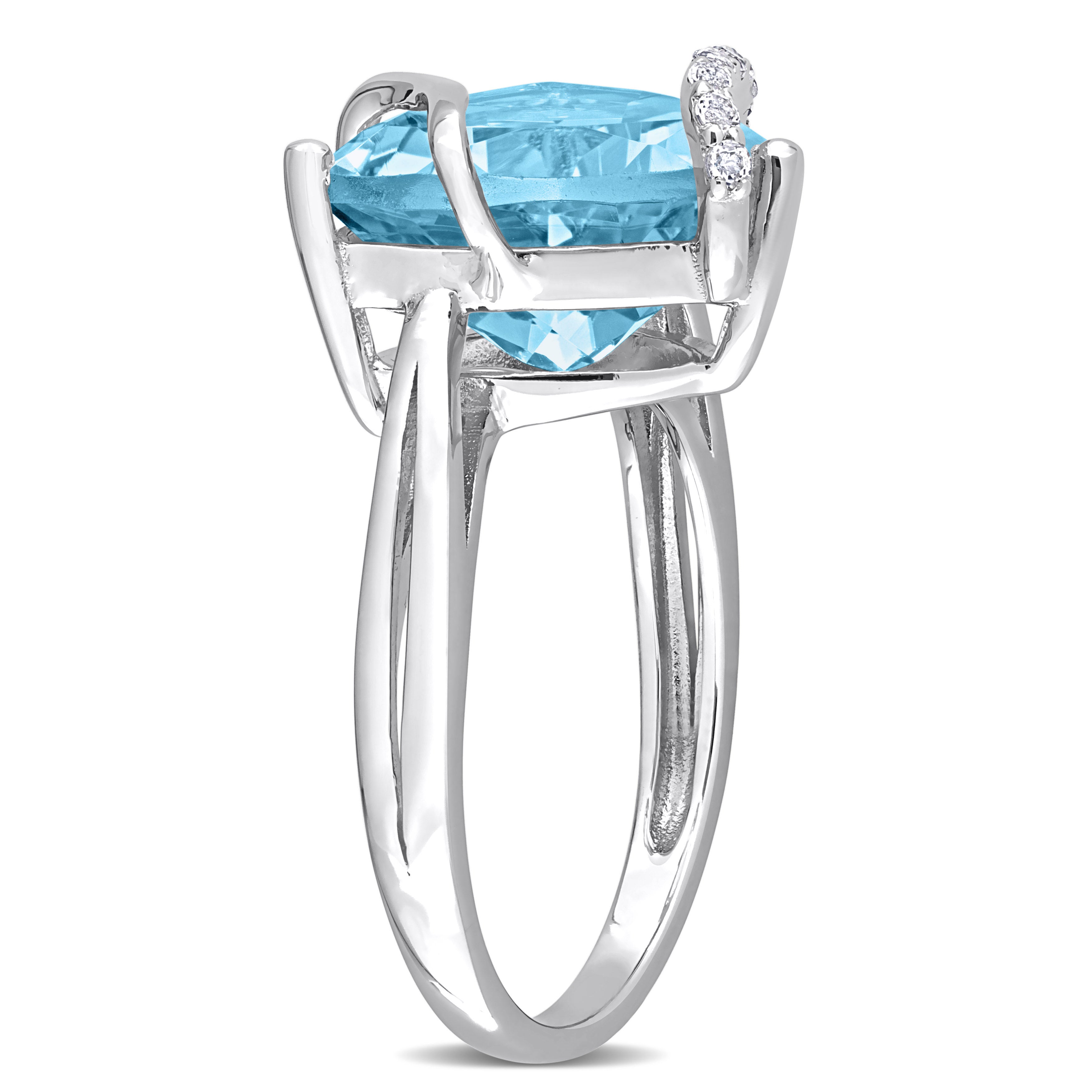 Blue topaz sterling silver swirl ring, back view by Lord & Taylor