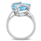 Blue topaz sterling silver swirl ring, diagonal view by Lord & Taylor