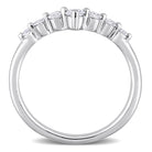 Chevron diamond ring in platinum sterling silver, diagonal overhead view by Lord & Taylor