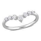 Platinum sterling silver chevron ring with lab-grown diamonds, front view by Lord & Taylor