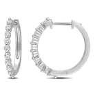 Platinum-plated sterling silver lab-grown diamond hoop earrings, front view
