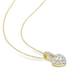 Heart-shaped white sapphire pendant with halo detail, close-up view by Lord & Taylor