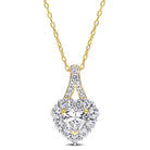 Yellow-plated sterling silver heart pendant necklace with white sapphire halo, front view by Lord & Taylor