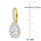 Close-up of pear-cut white sapphire with round gemstone halo detail