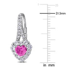 Pink sapphire heart halo earrings close-up showing white sapphire halo by Lord & Taylor