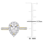Yellow gold plated teardrop halo ring close-up of pear-cut sapphire and halo by Lord & Taylor