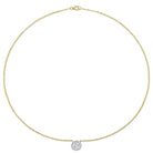Yellow gold plated halo pendant necklace with white sapphire by Lord & Taylor, detail view