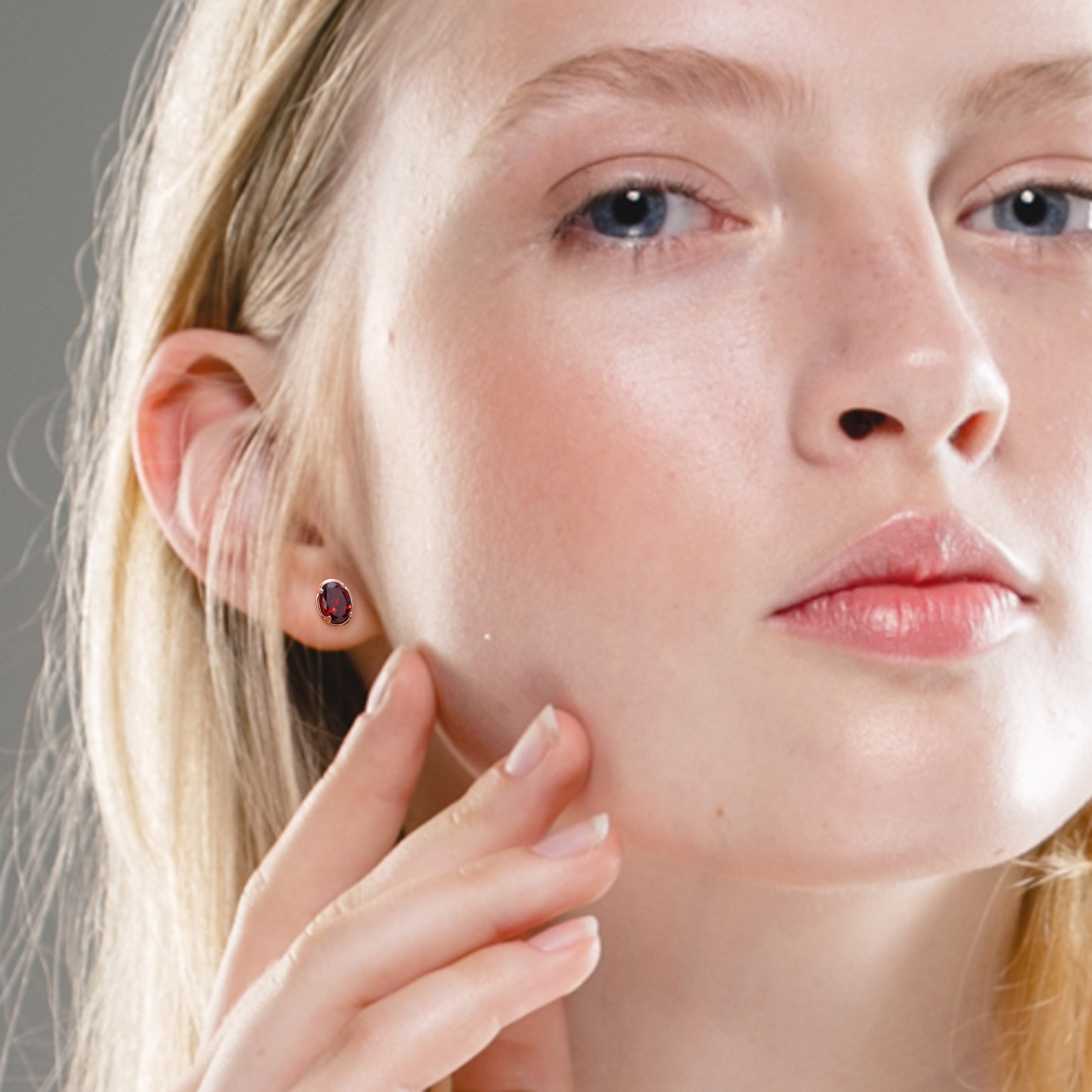 Oval Garnet Stud Earrings in 14k Rose Gold Jewelry Lord & Taylor