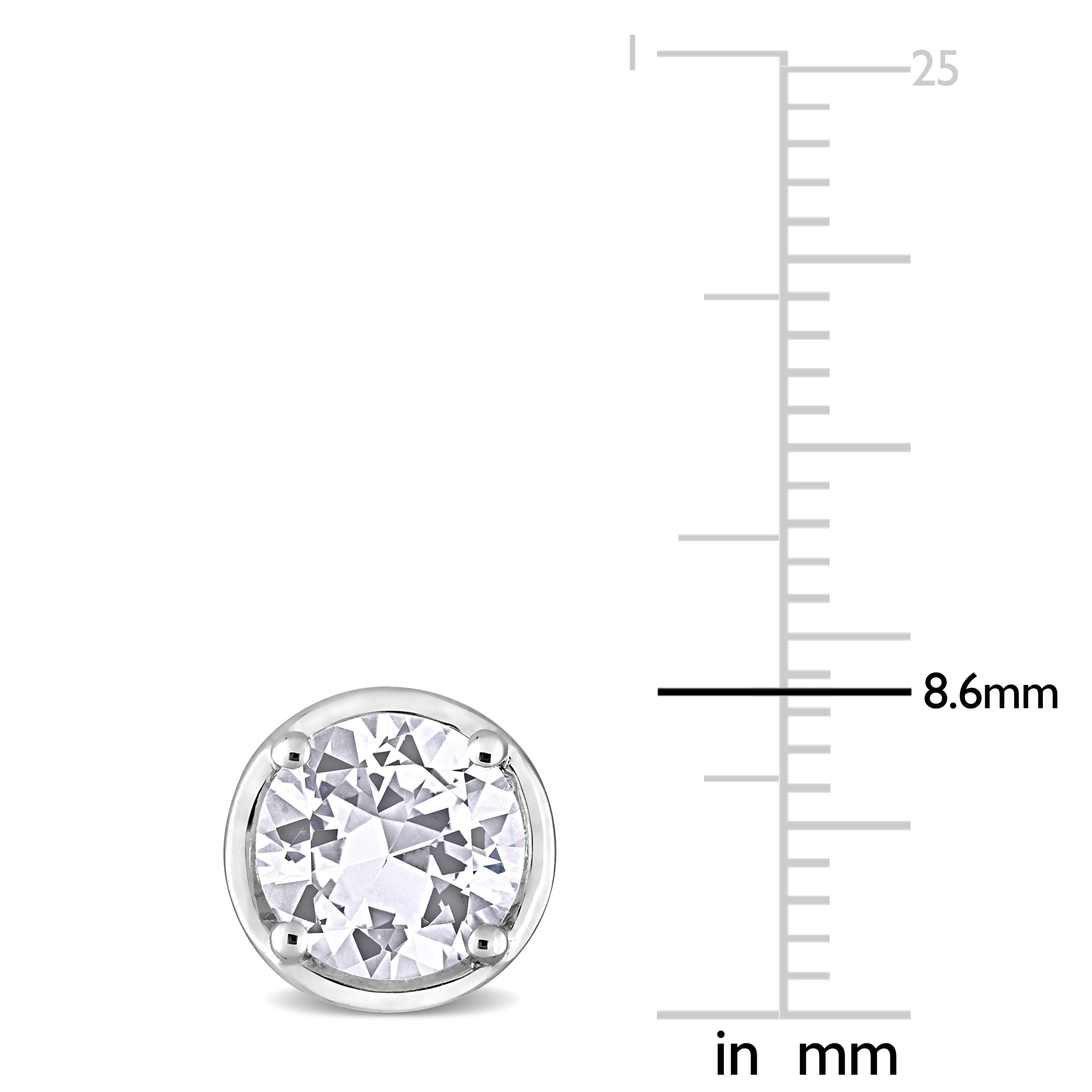 Close-up of round-cut white sapphire gemstone in bezel setting by Lord & Taylor