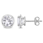 White sapphire sterling silver stud earrings with bezel setting by Lord & Taylor, front view