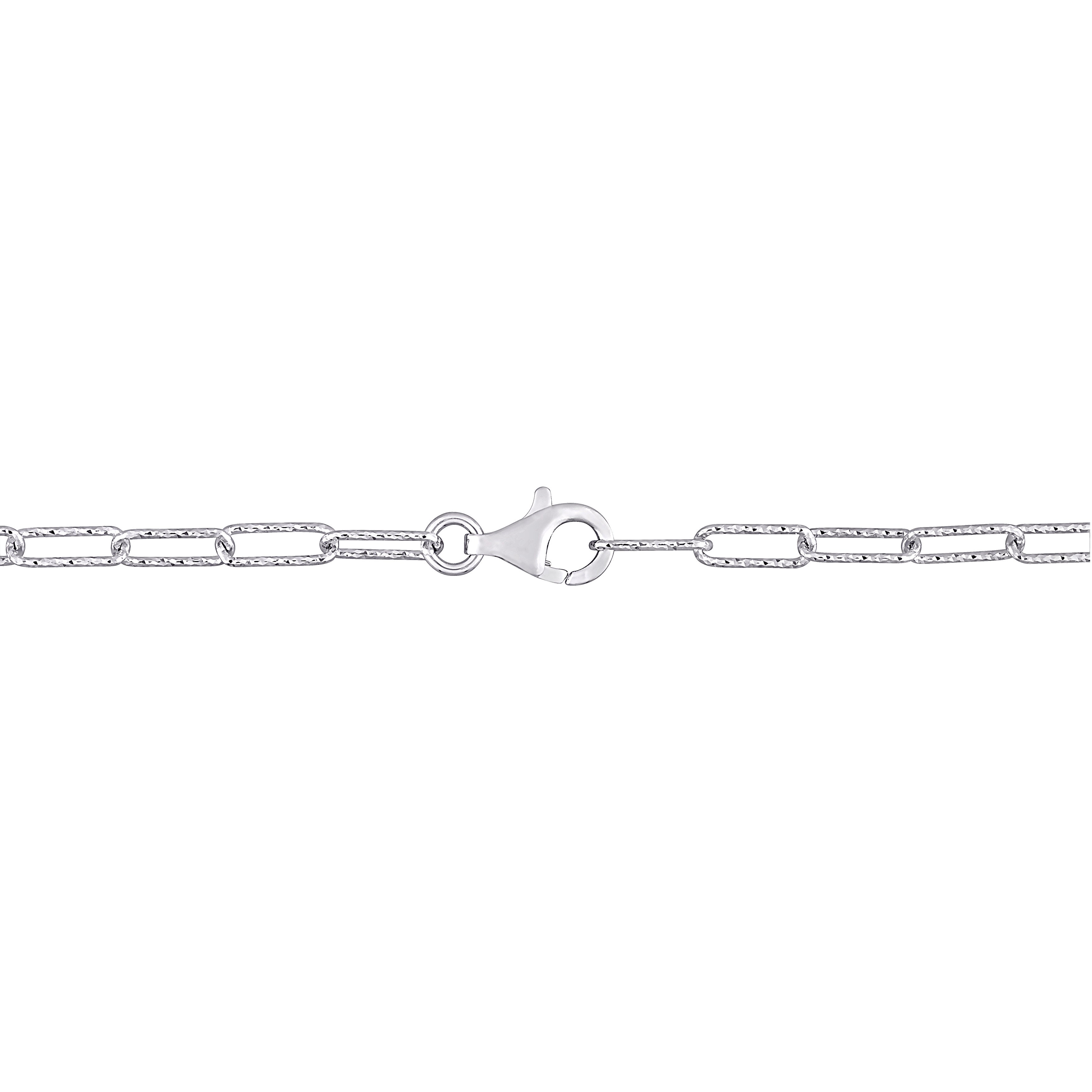 Sterling silver heart pendant necklace with morganite center stone, back view showing oval link chain by Delmar