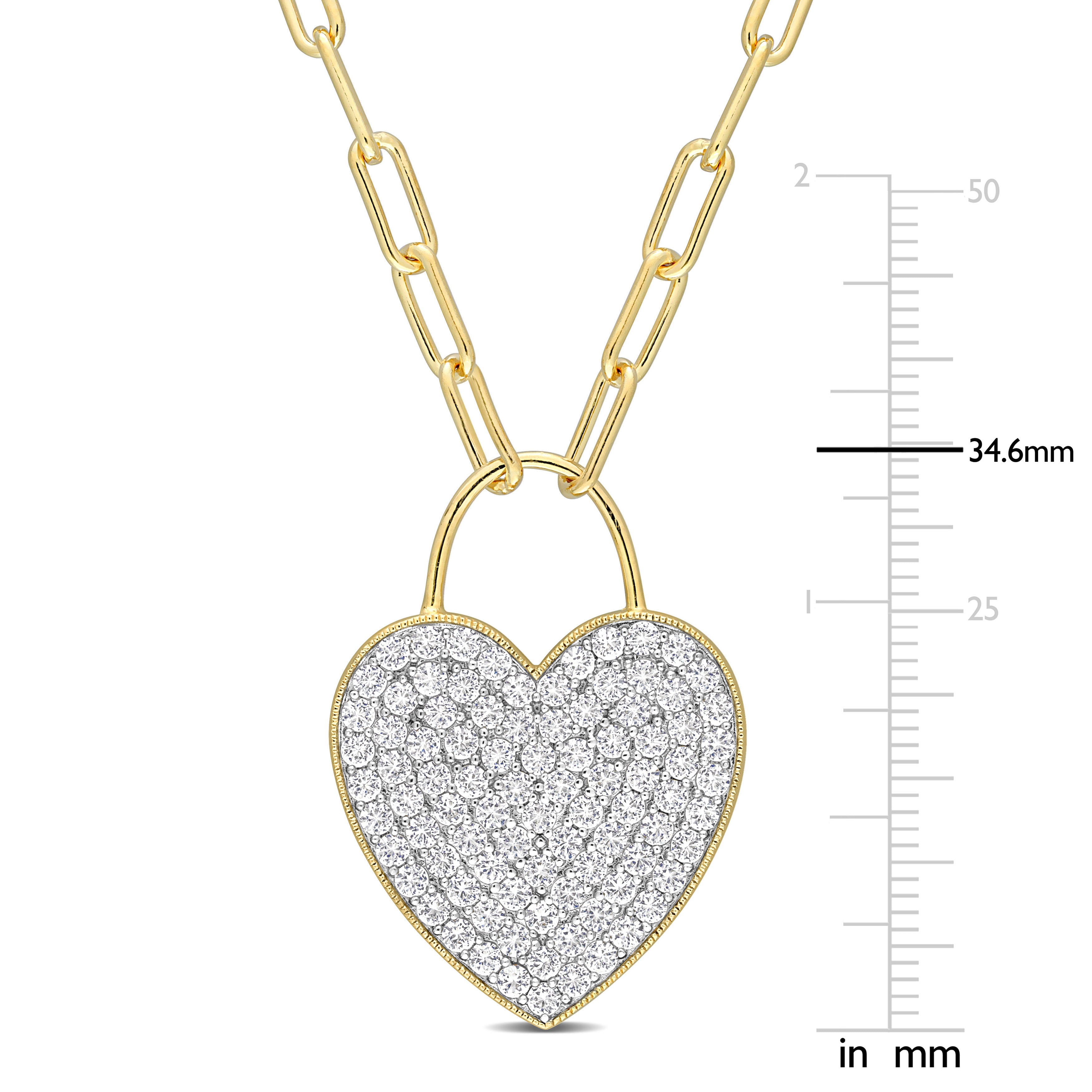 Yellow gold plated heart pendant necklace with oval link chain by Lord & Taylor