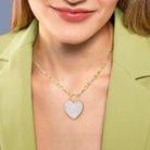 Yellow gold plated heart pendant necklace with white sapphires by Lord & Taylor, lifestyle view