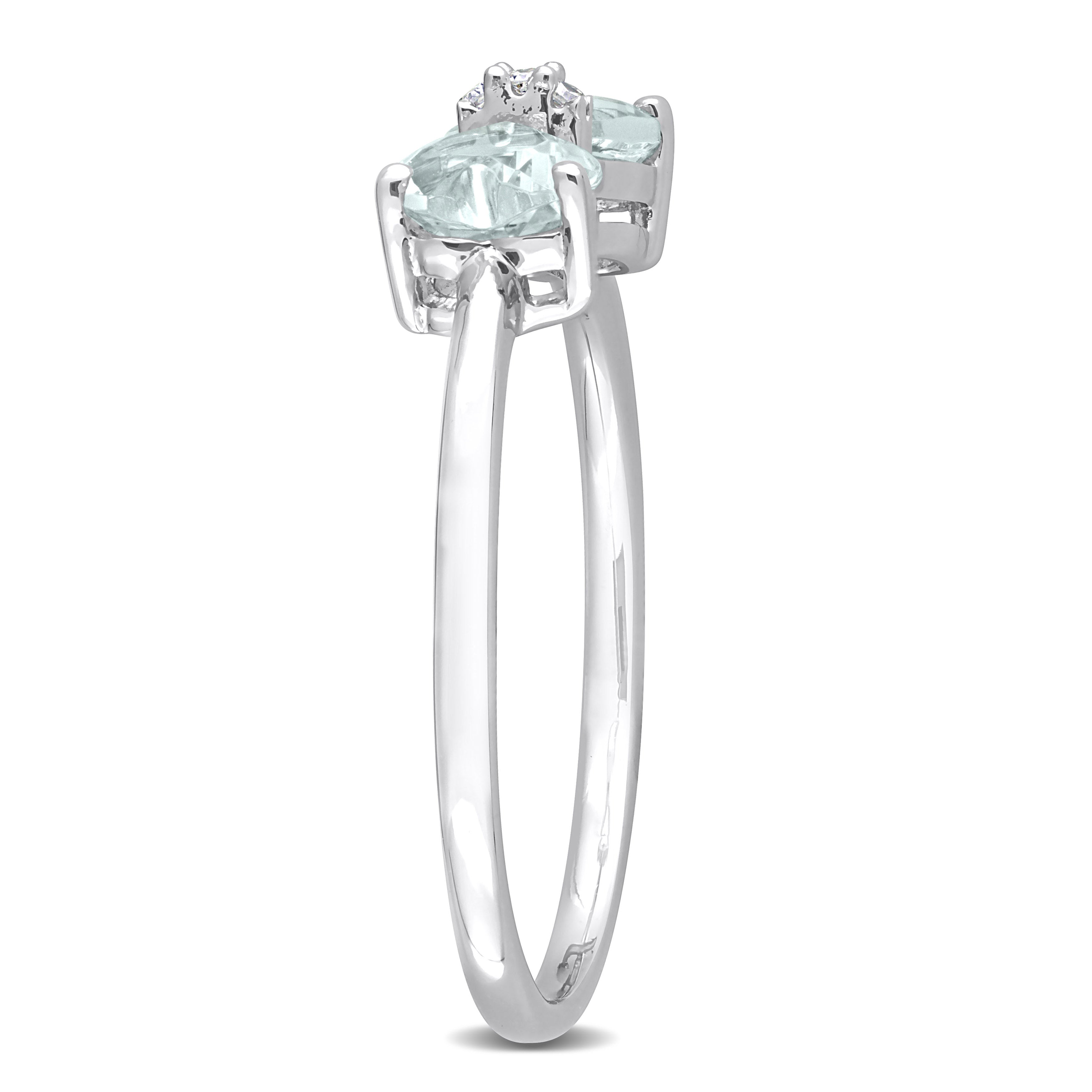Sterling silver aquamarine bow ring showing back detail by Lord & Taylor