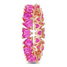 Pink sapphire heart eternity ring in rose-plated sterling silver, back view by Lord & Taylor