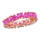 Pink sapphire heart eternity ring in rose-plated sterling silver, front view by Lord & Taylor