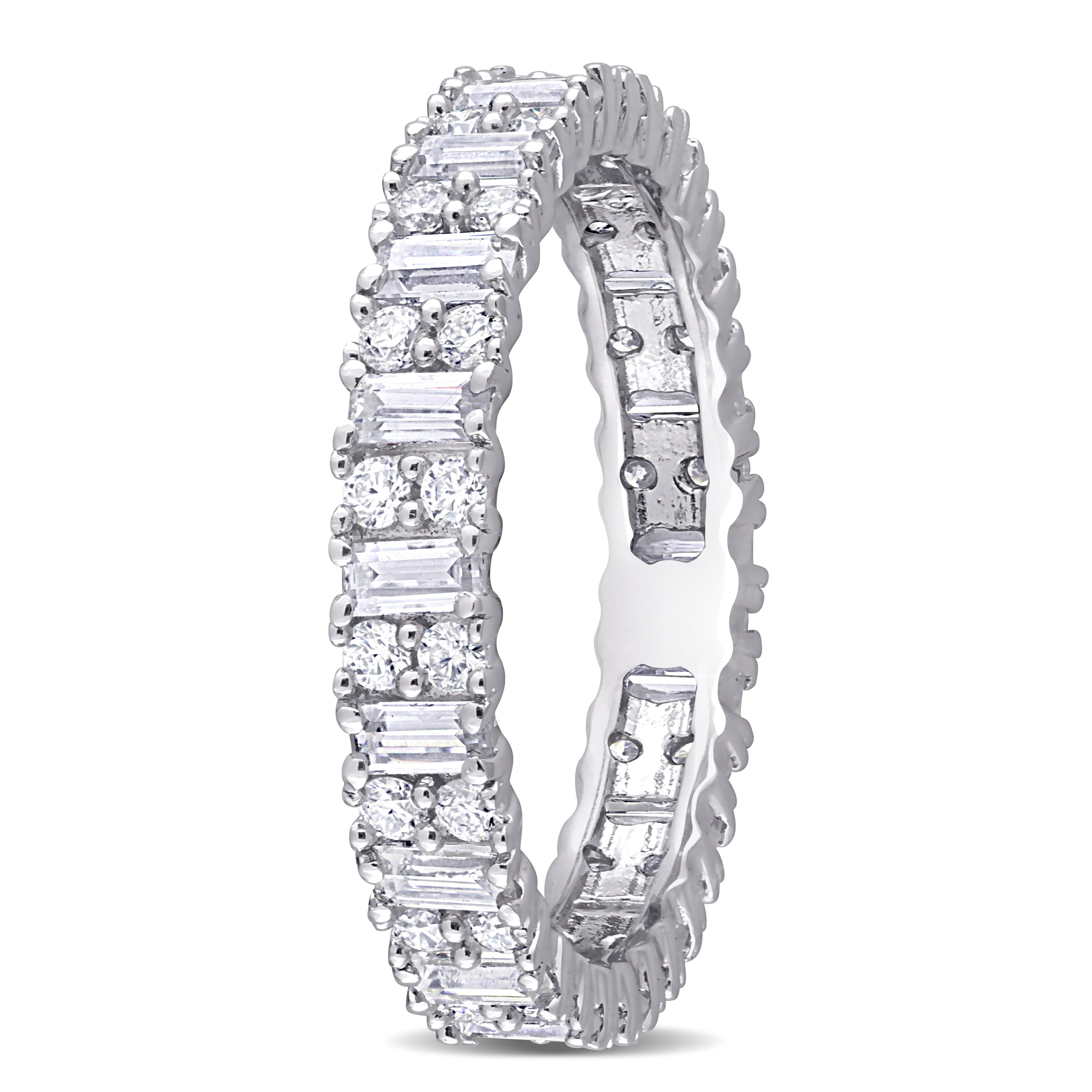 Sterling silver moissanite eternity band by Lord & Taylor, side profile