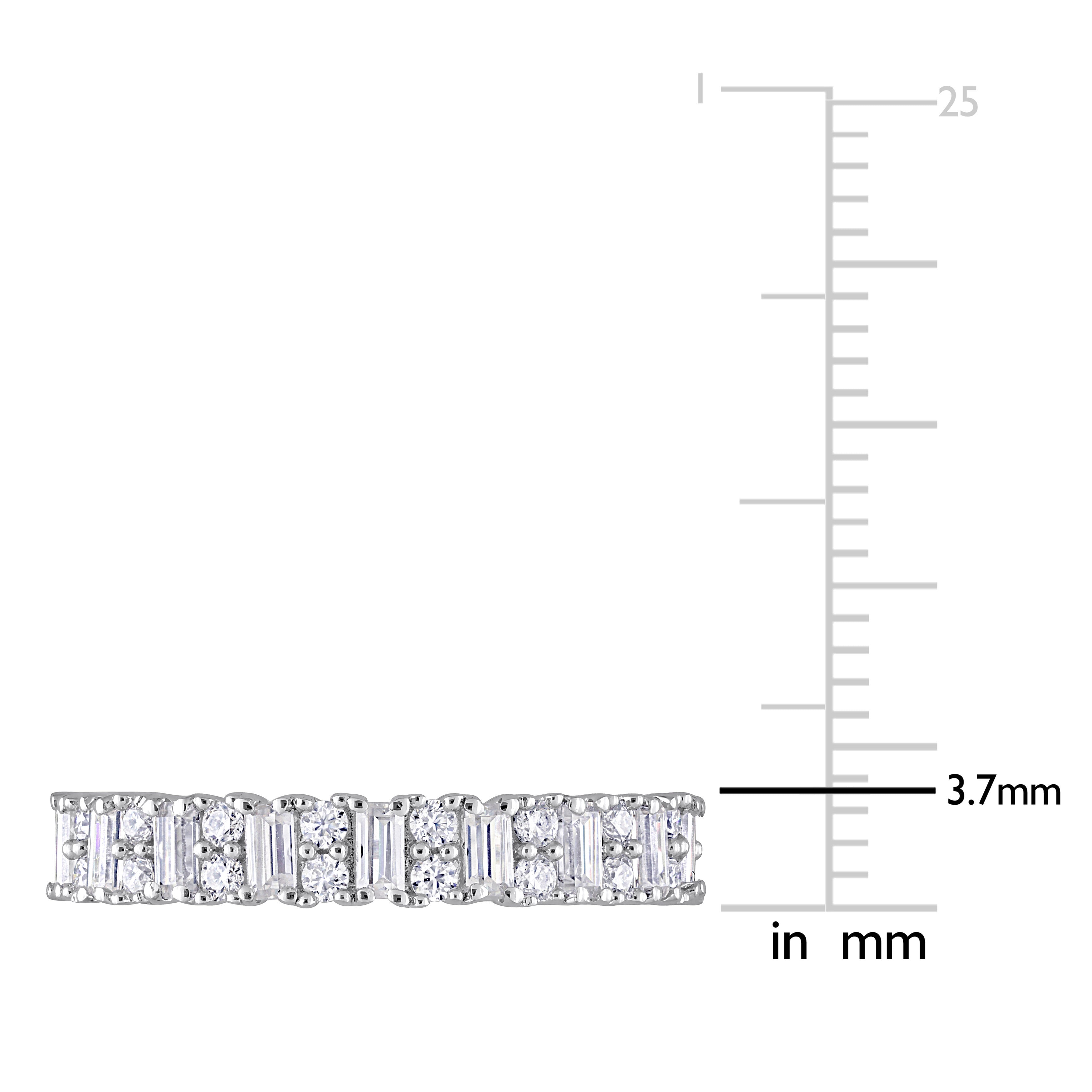 Sterling silver moissanite eternity band by Lord & Taylor, close-up of gemstones