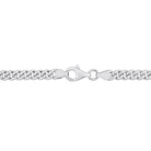 Sterling silver curb link bracelet with pear-cut ruby, back view showing lobster claw clasp