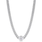 White created sapphire gemstone necklace on sterling silver chain by Lord & Taylor, front view