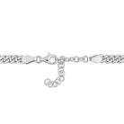 Sterling silver curb chain necklace with created ruby, back view showing lobster claw clasp