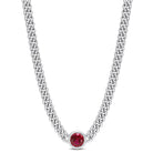 Red created ruby gemstone necklace on sterling silver curb chain by Lord & Taylor, front view