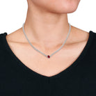 Created ruby gemstone necklace with flat curb links, angled view by Lord & Taylor