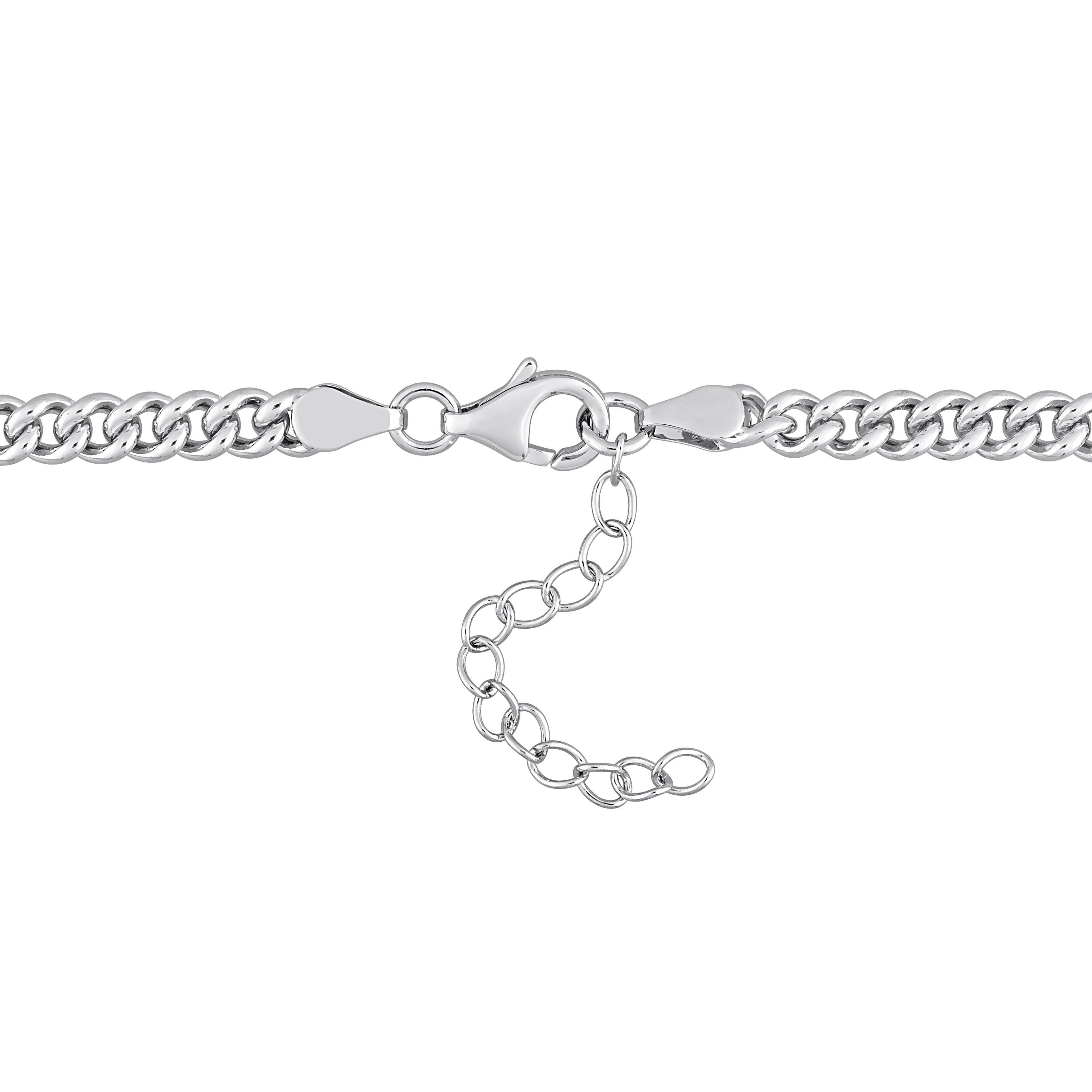 Sterling silver created emerald necklace, back view showing lobster claw clasp by Lord & Taylor