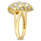 Diamond lattice heart ring in yellow-plated silver, back view by Lord & Taylor