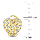 Yellow-plated sterling silver lattice heart stud earrings, close-up of diamond lattice pattern by Lord & Taylor