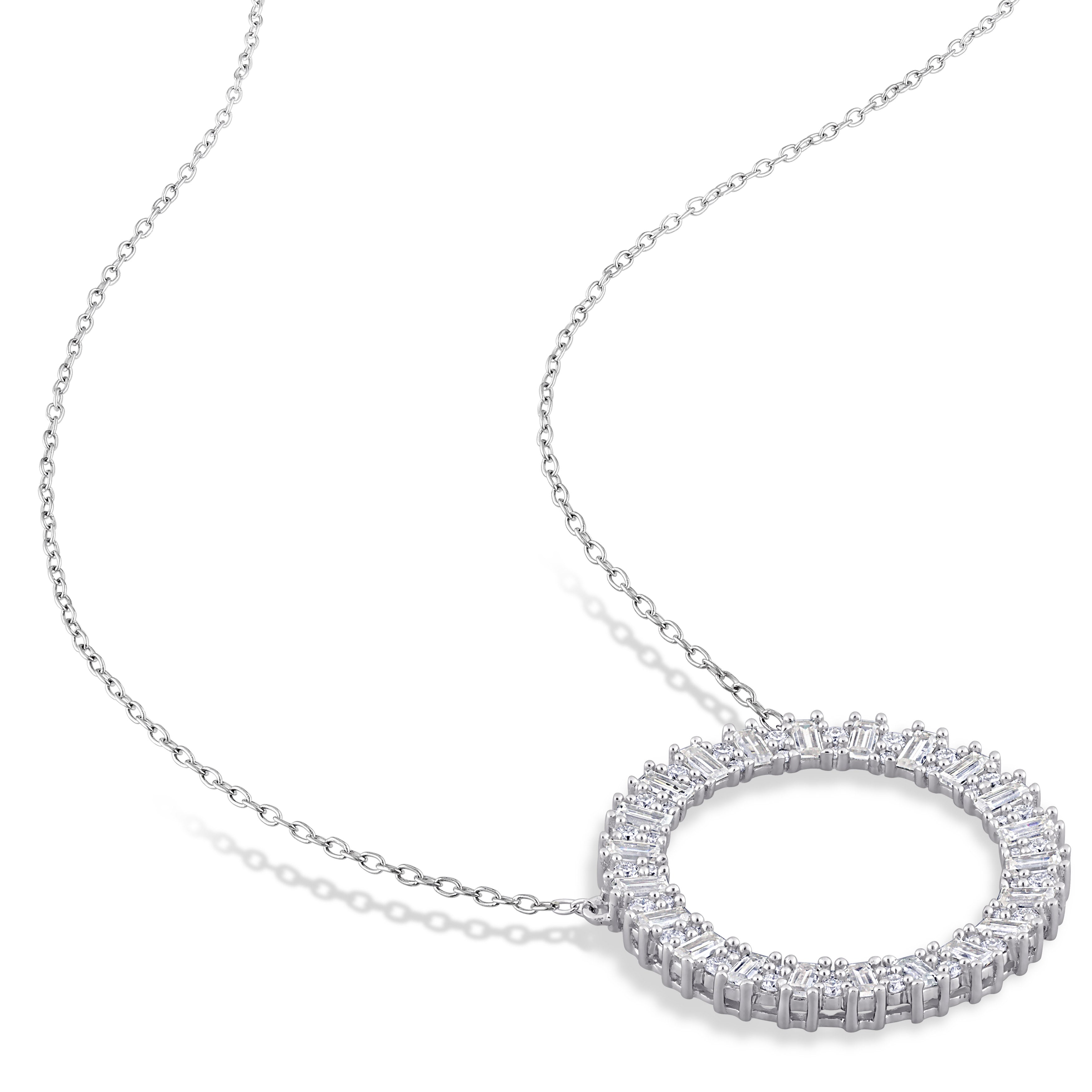 Lord & Taylor moissanite circle pendant on 18-inch cable chain, full length view