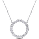 Sterling silver open circle pendant with moissanite gemstones by Lord & Taylor, front view
