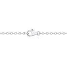 Sterling silver moissanite tennis necklace showing lobster clasp closure, back view