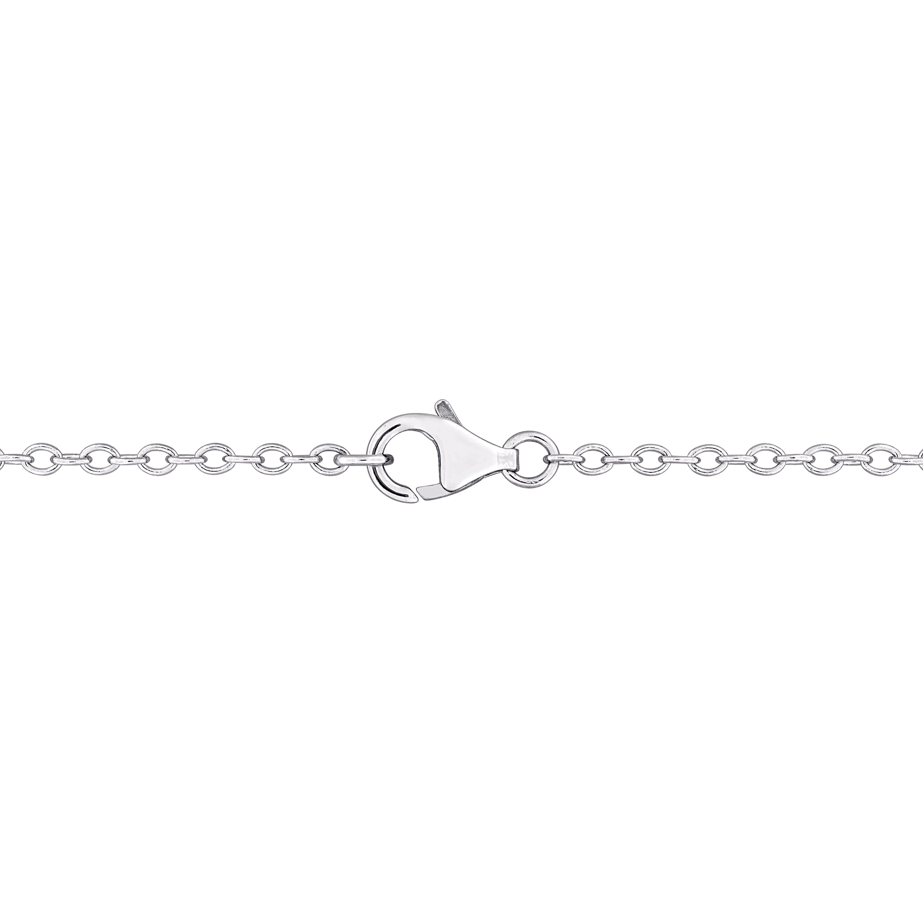 Sterling silver moissanite tennis necklace showing lobster clasp closure, back view