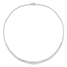 Graduated moissanite tennis necklace detail showing bezel-set stones by Lord & Taylor